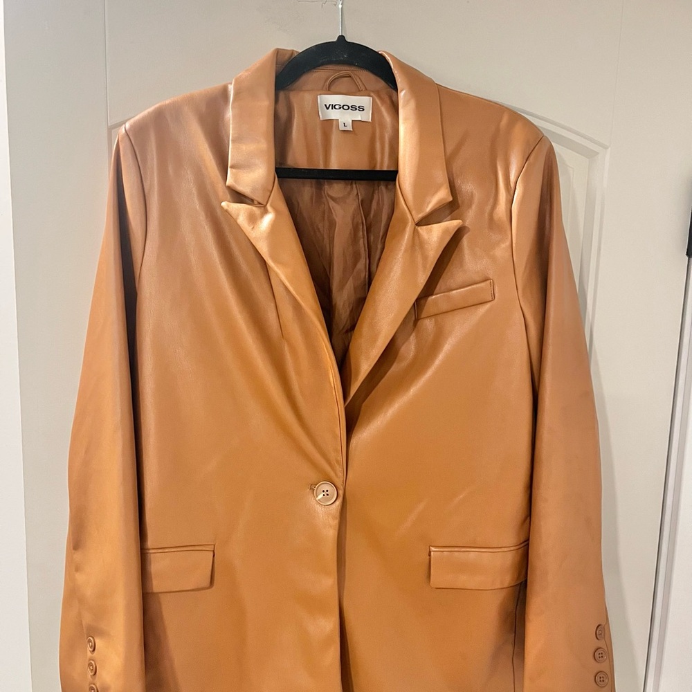 VIGOSS Women's faux leather blazer Jacket